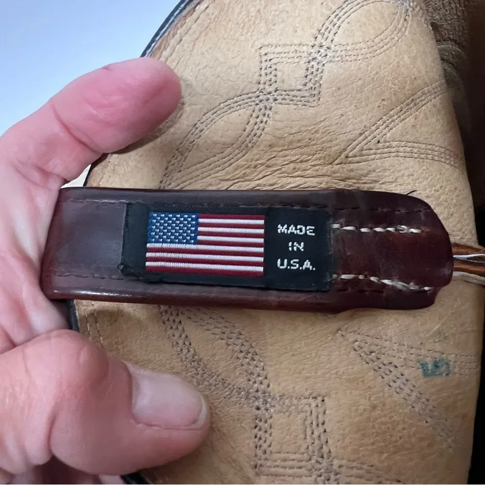 Dan Post Leather Stitched Cowboy Western Boots
